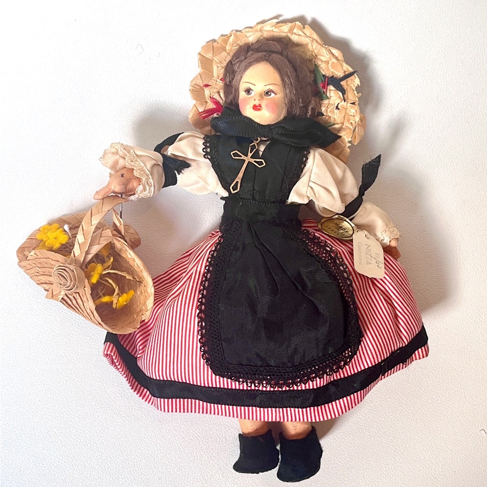 Vintage Italian Folk Costume Doll 1940s Italy Souvenir 8” Cloth Doll